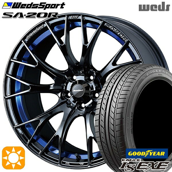 【取付対象】セレナ 215/40R18 89W XL グッドイヤー イーグル LSEXE Weds ウェッズスポーツ SA20R BLCII（ブルーライトクロームツー） 18インチ 7.5J 5H114.3 サマータイヤホイールセット