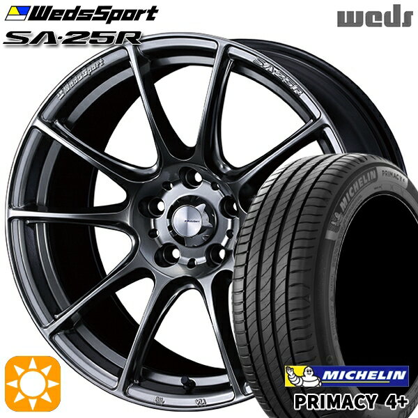 215/50R18 92W ミシュラン プライマシー4プラス Weds ウェッズスポーツ SA25R PSB (プラチナシルバーブラック) 18インチ 8.5J 5H114.3 サマータイヤホイールセット