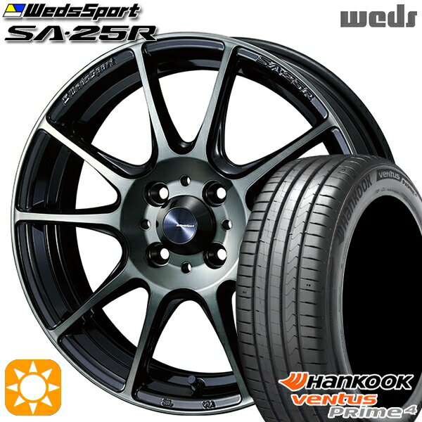 5/18 D会員限定P13倍★ 195/50R16 88V XL ハンコック veNtus PRime4 K135 Weds ウェッズスポーツ SA25R WBC (ウォースブラッククリアー) 16インチ 6.5J 4H100 サマータイヤホイールセット