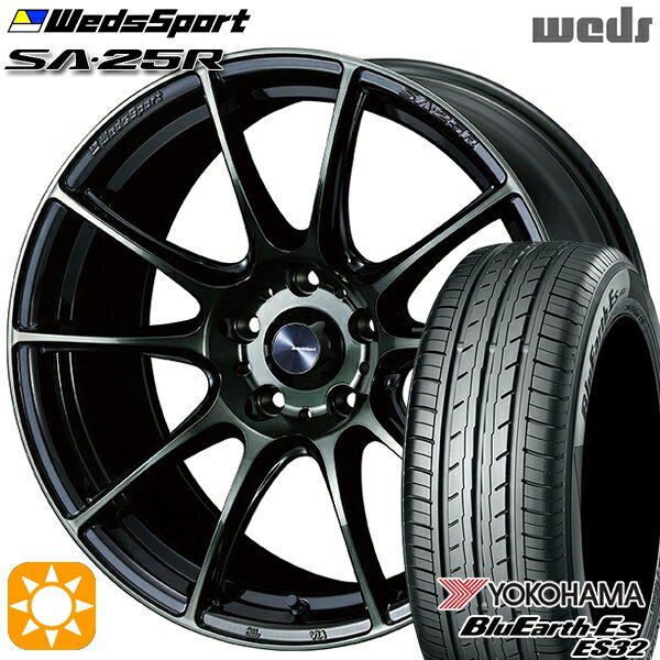 【取付対象】リーフ レヴォーグ 215/50R17 95V XL ヨコハマ ブルーアース ES32 Weds ウェッズスポーツ SA25R WBC (ウォースブラッククリアー) 17インチ 7.0J 5H114.3 サマータイヤホイールセット