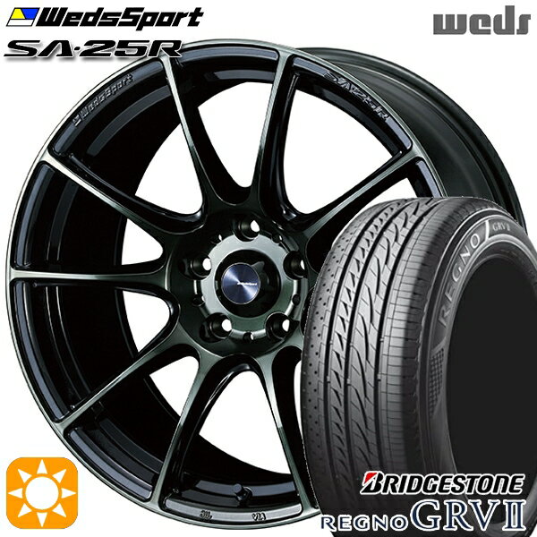 【取付対象】アイシス ノア 215/45R17 91W XL ブリヂストン レグノ GRV2 Weds ウェッズスポーツ SA25R WBC (ウォースブラッククリアー) 17インチ 7.0J 5H114.3 サマータイヤホイールセット