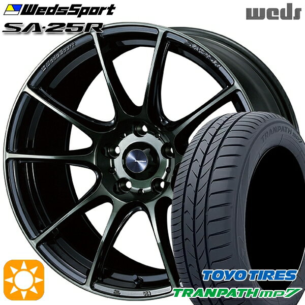 【取付対象】215/55R17 94V トーヨー トランパス mp7 Weds ウェッズスポーツ SA25R WBC (ウォースブラッククリアー) 17インチ 7.0J 5H114.3 サマータイヤホイールセット