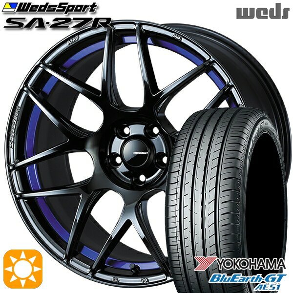 5/18 D会員限定P13倍★ 225/50R18 95W ヨコハマ ブルーアースGT AE51 Weds ウェッズスポーツ SA27R BLC2（ブルーライトクロームツー） 18インチ 7.5J 5H114.3 サマータイヤホイールセット