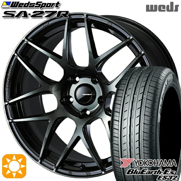 【取付対象】225/55R17 97W ヨコハマ ブルーアース ES32 Weds ウェッズスポーツ SA27R WBC（ウォースブラッククリアー） 17インチ 7.0J 5H114.3 サマータイヤホイールセット