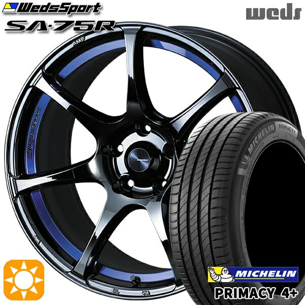 【取付対象】マツダ2 ノート 205/45R17 88W XL ミシュラン プライマシー4プラス Weds ウェッズスポーツ SA75R BLCII（ブルーライトクロームツー） 17インチ 6.5J 4H100 サマータイヤホイールセット
