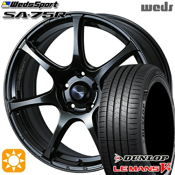 【取付対象】195/45R16 80W ダンロップ ルマン5+ Weds ウェッズスポーツ SA75R HBCII (ハイパーブラッククリアツー 16インチ 6.5J 4H100 サマータイヤホイールセット