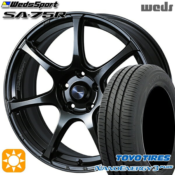 【取付対象】215/45R17 87W トーヨー ナノエナジー3プラス Weds ウェッズスポーツ SA75R HBCII (ハイパーブラッククリアツー 17インチ 7.0J 5H100 サマータイヤホイールセット