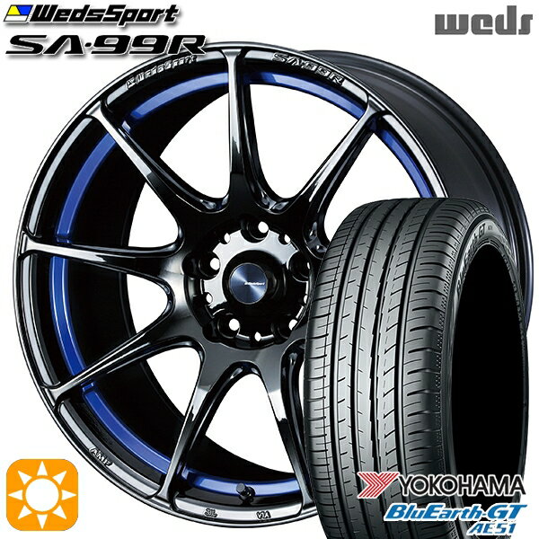 【取付対象】アイシス ノア 215/45R17 91W XL ヨコハマ ブルーアースGT AE51 Weds ウェッズスポーツ SA99R BLCII (ブルーライトクロームツー) 17インチ 7.5J 5H114.3 サマータイヤホイールセット