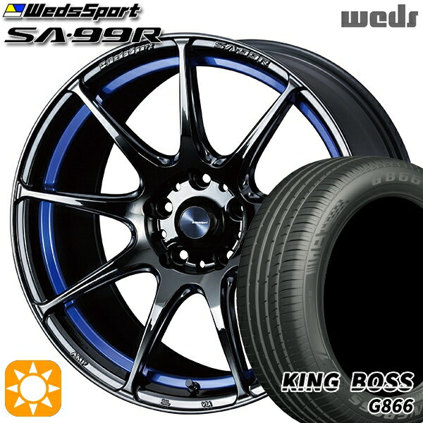 5/18 D会員限定P13倍★ 225/45R18 95W XL キングボス G866 Weds ウェッズスポーツ SA99R BLCII (ブルーライトクロームツー) 18インチ 7.5J 5H114.3 サマータイヤホイールセット