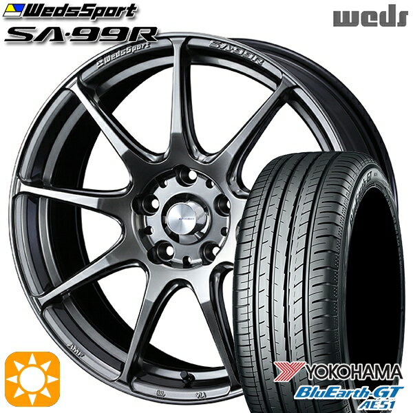 5/18 D会員限定P13倍★ 195/45R16 84V XL ヨコハマ ブルーアースGT AE51 Weds ウェッズスポーツ SA99R PSB (プラチナシルバーブラック) 16インチ 6.5J 4H100 サマータイヤホイールセット