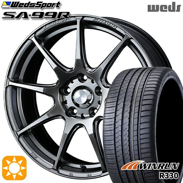 【取付対象】ジェイド アクセラ 225/40R18 92W XL ウィンラン R330 Weds ウェッズスポーツ SA99R PSB (プラチナシルバーブラック) 18インチ 7.5J 5H114.3 サマータイヤホイールセット