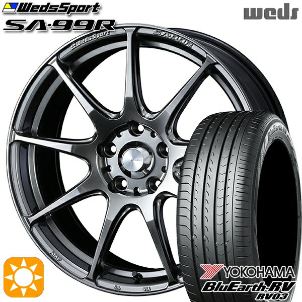 【取付対象】エクストレイル アテンザ 225/55R17 101V XL ヨコハマ ブルーアース RV03 Weds ウェッズスポーツ SA99R PSB (プラチナシルバーブラック) 17インチ 7.0J 5H114.3 サマータイヤホイールセット