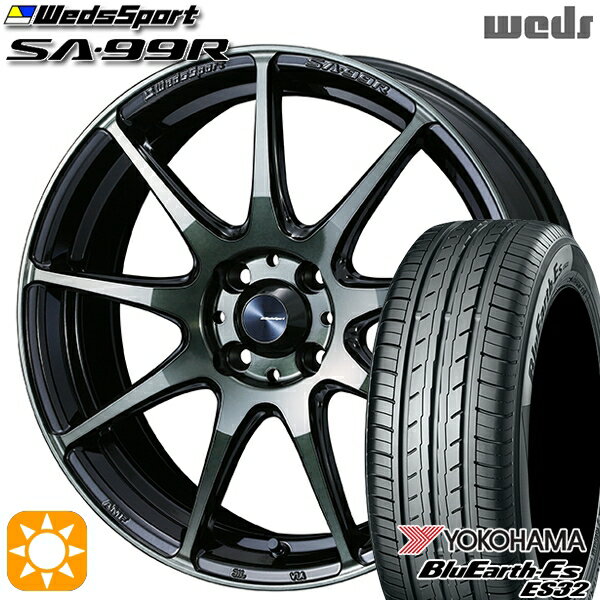 【取付対象】アクア ヤリス 205/40R17 84V XL ヨコハマ ブルーアース ES32 Weds ウェッズスポーツ SA99R WBC（ウォースブラッククリアー） 17インチ 6.5J 4H100 サマータイヤホイールセット