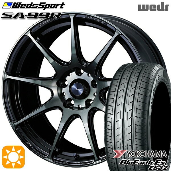 【取付対象】アイシス ノア 215/45R17 91V XL ヨコハマ ブルーアース ES32 Weds ウェッズスポーツ SA99R WBC（ウォースブラッククリアー） 17インチ 7.0J 5H114.3 サマータイヤホイールセット