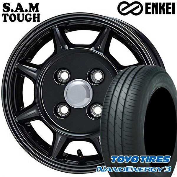 【最大2,000円OFFクーポン】エブリィワゴン 165/60R14 75H トーヨー ナノエナジー3 ENKEI S.A.M タフ ブラック 14インチ 4.5J 4H100 サマータイヤホイールセット