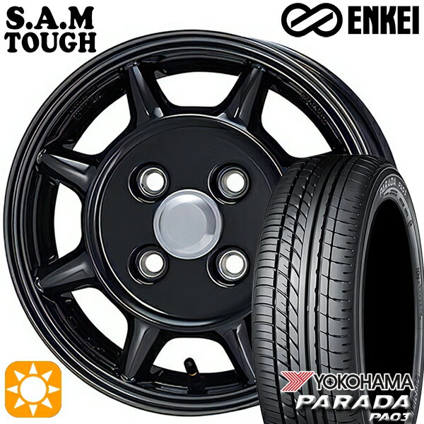 【取付対象】軽トラ 165/55R14C 95/93N ヨコハマ パラダ PA03 ENKEI S.A.M タフ ブラック 14インチ 5.0J 4H100 サマータイヤホイールセット