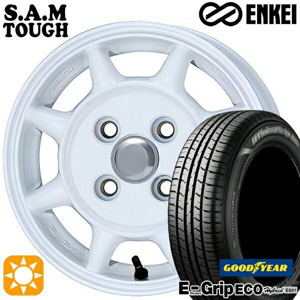 【取付対象】155/65R13 73S グッドイヤー エフィシェントグリップ エコ EG01 ENKEI S.A.M タフ ホワイト 13インチ 4.5J 4H100 サマータイヤホイールセット