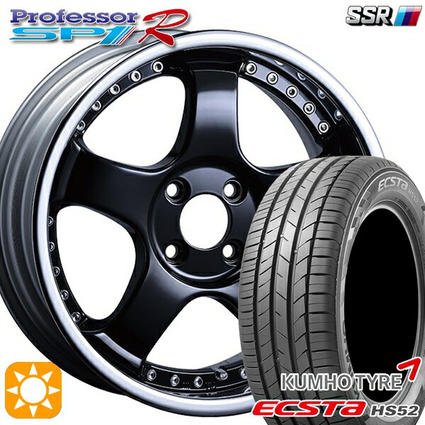 【取付対象】195/45R16 84V XL クムホ エクスタ HS52 SSR プロフェッサー SP4R フラットブラック 16インチ 6.0J 4H100 サマータイヤホイールセット