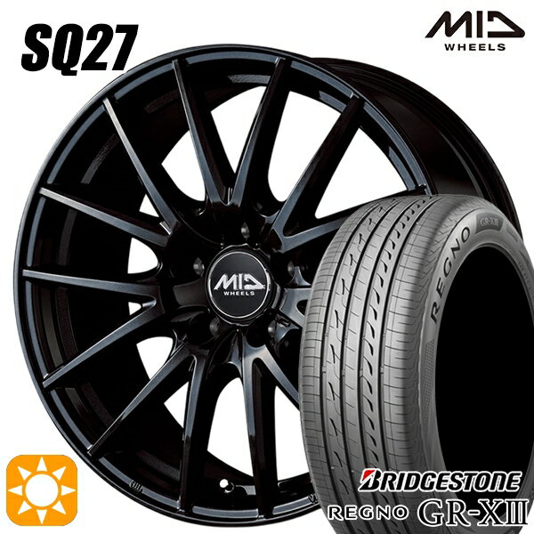 【取付対象】リーフ レヴォーグ 215/50R17 95V XL ブリヂストン レグノ GR-X3 MID シュナイダー SQ27 メタリックブラック 17インチ 7.0J 5H114.3 サマータイヤホイールセット