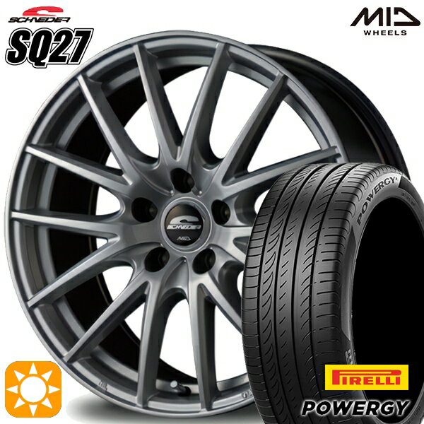 5/18 D会員限定P13倍★ リーフ レヴォーグ 215/50R17 95W XL ピレリ パワジー MID シュナイダー SQ27 メタリックシルバー 17インチ 7.0J 5H114.3 サマータイヤホイールセット