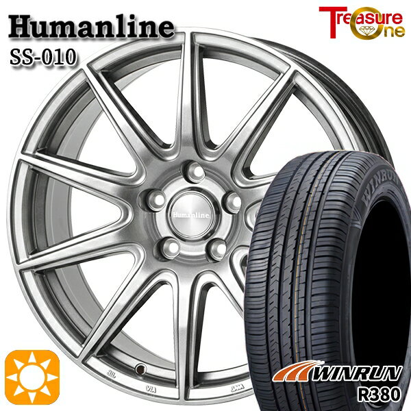 【取付対象】195/65R15 91V ウィンラン R380 トレジャーワン ヒューマンライン SS010 ダークグレー 15インチ 6.0J 5H114.3 +43/+53 サマータイヤホイールセット