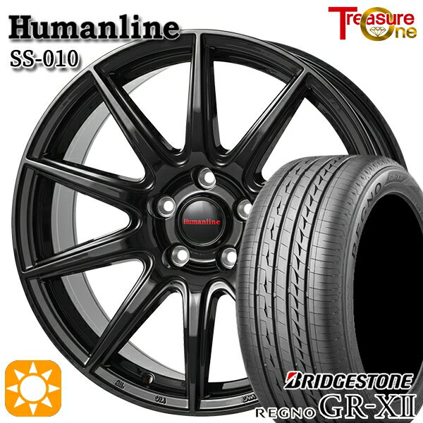 【取付対象】225/45R18 95W XL ブリヂストン レグノ GRX2 トレジャーワン ヒューマンライン SS010 ブラック 18インチ 8.0J 5H114.3 +42 サマータイヤホイールセット