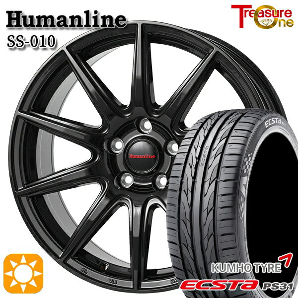 【取付対象】レガシィB4 エクシーガ 215/50R17 95W XL クムホ エクスタ PS31 トレジャーワン ヒューマンライン SS010 ブラック 17インチ 7.0J 5H100 サマータイヤホイールセット