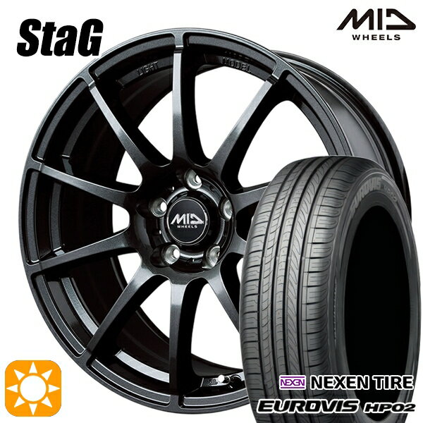 【取付対象】185/65R15 ネクセン ロードストーン ユーロビズ HP02 MID シュナイダー スタッグ ストロングガンメタ 15インチ 6.0J 5H100 サマータイヤホイールセット