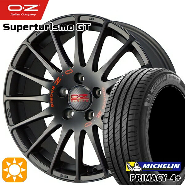【取付対象】ベンツ Aクラス 205/55R17 95V XL ミシュラン プライマシー4プラス OZ スーパーツーリズモ GT マットブラック/レッドロゴ 17インチ 7.5J 5H112 サマータイヤホイールセット
