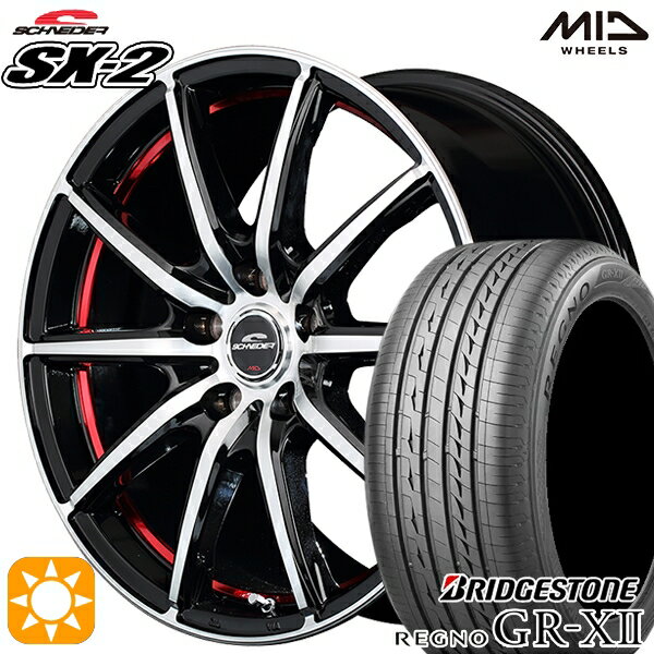 【取付対象】アイシス ノア 215/45R17 91W XL ブリヂストン レグノ GRX2 MID シュナイダー SX2 ブラックポリッシュ＋アンダーカットレッドクリア 17インチ 7.0J 5H114.3 サマータイヤホイールセット