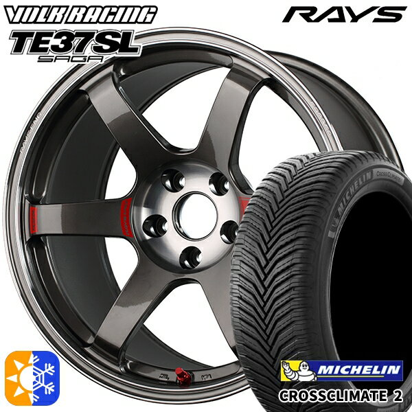 225/45R18 95Y XL ミシュラン クロスクライメート2 RAYS ボルクレーシング TE37 サーガSL PG 18インチ 8.5J 5H114.3 オールシーズンタイヤホイールセット