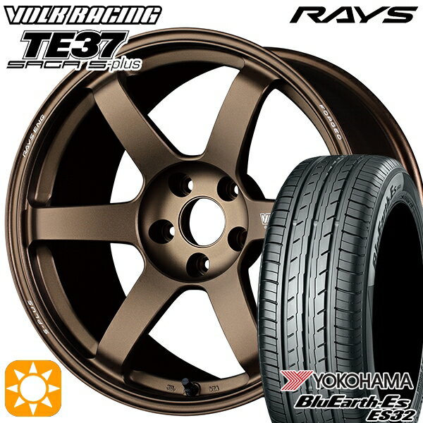 5/18 D会員限定P13倍★ 215/45R17 91V XL ヨコハマ ブルーアース ES32 RAYS ボルクレーシング TE37 サーガ S-プラス BR 17インチ 7.5J 5H114.3 サマータイヤホイールセット