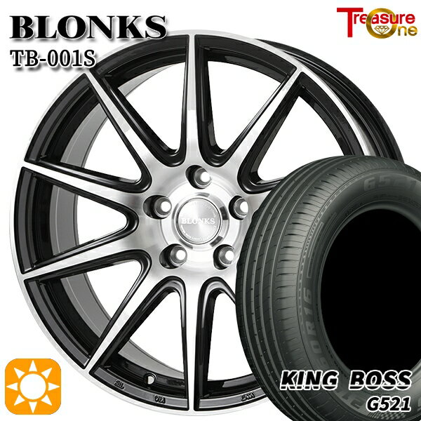 【取付対象】195/65R15 91H キングボス G521 トレジャーワン ブロンクス TB001S ブラックポリッシュ 15インチ 6.0J 5H114.3 +43/+53 サマータイヤホイールセット