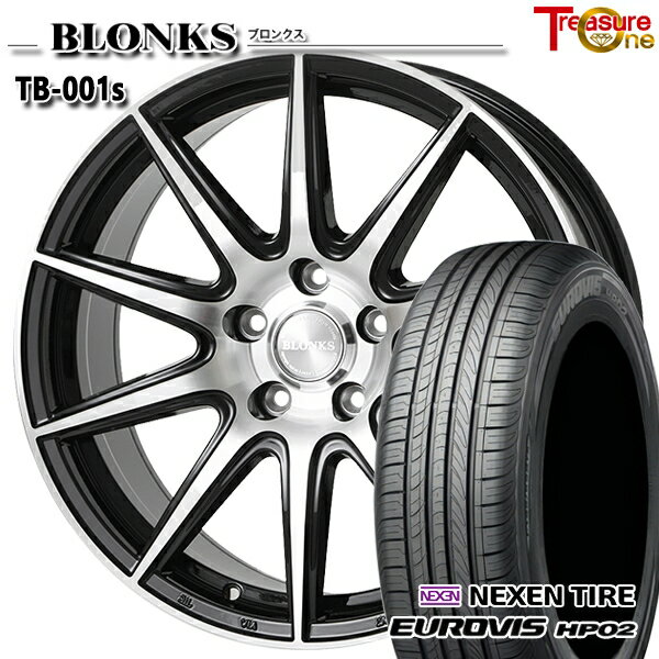 【取付対象】185/65R15 ネクセン ロードストーン ユーロビズ HP02 トレジャーワン ブロンクス TB001S ブラックポリッシュ 15インチ 6.0J 5H100 サマータイヤホイールセット