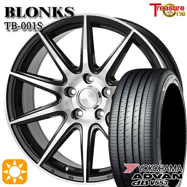 【取付対象】ジェイド アクセラ 225/40R18 92W XL ヨコハマ アドバンデシベル V553 トレジャーワン ブロンクス TB001S ブラックポリッシュ 18インチ 7.0J 5H114.3 +48/+53 サマータイヤホイールセット