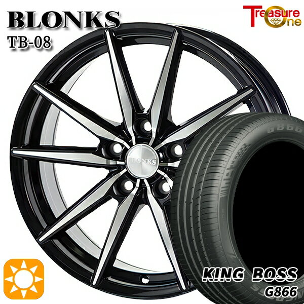 【取付対象】215/45R17 91W XL キングボス G866 トレジャーワン ブロンクス TB08 ブラックポリッシュ 17インチ 7.0J 5H114.3 サマータイヤホイールセット