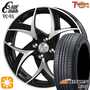 【取付対象】フィット アクア 185/60R15 84H ウィンラン R380 トレジャーワン クリフクライム TC05 ブラックポリッシュ 15インチ 5.5J 4H100 サマータイヤホイールセット