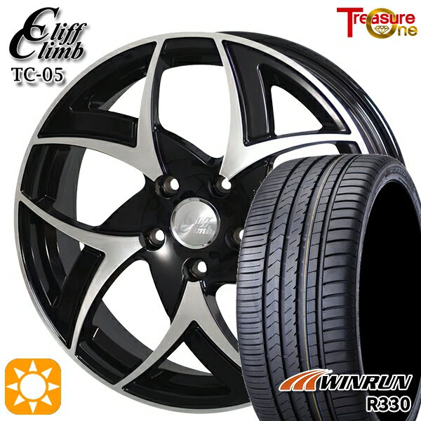 【取付対象】225/35R20 93W XL ウィンラン R330 トレジャーワン クリフクライム TC05 ブラックポリッシュ 20インチ 8.5J 5H114.3 サマータイヤホイールセット