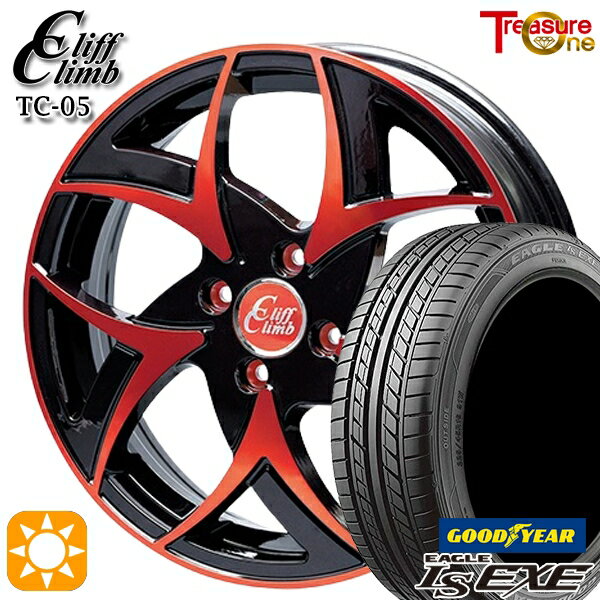 【取付対象】195/45R16 84W XL グッドイヤー イーグル LSEXE トレジャーワン クリフクライム TC05 ブラックポリッシュレッドクリア 16インチ 6.0J 4H100 サマータイヤホイールセット