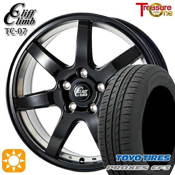 【取付対象】50プリウス インプレッサ 215/45R17 91W XL トーヨー プロクセス CF3 トレジャーワン クリフクライム TC07 ブラックアンダーカット 17インチ 7.0J 5H100 サマータイヤホイールセット