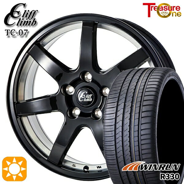 【取付対象】50プリウス インプレッサ 215/45R17 91W XL ウィンラン R330 トレジャーワン クリフクライム TC07 ブラックアンダーカット 17インチ 7.0J 5H100 サマータイヤホイールセット