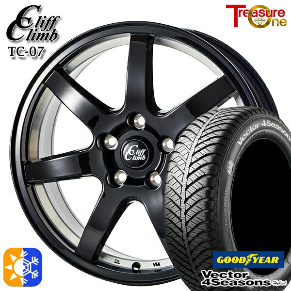 215/55R17 94H グッドイヤー ベクター フォーシーズンズ トレジャーワン クリフクライム TC07 17インチ 7.0J 5H114.3 ブラックアンダーカット オールシーズンタイヤホイールセット