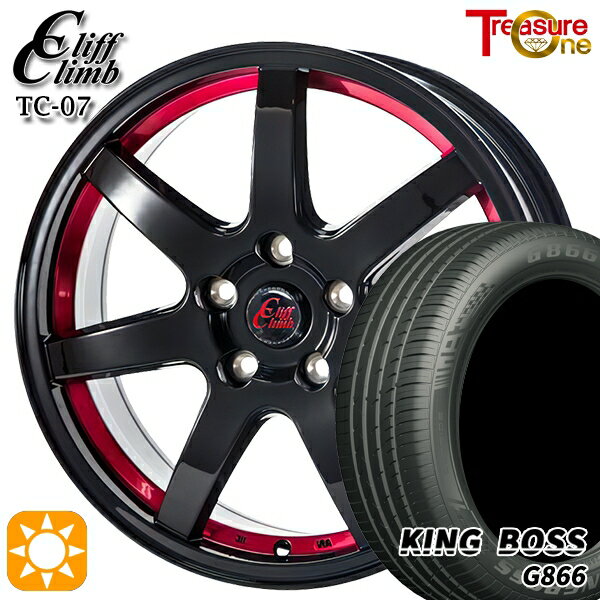 【最大2,000円OFFクーポン】215/55R17 98W XL キングボス G866 トレジャーワン クリフクライム TC07 ブラックレッドアンダーカット 17インチ 7.0J 5H114.3 サマータイヤホイールセット