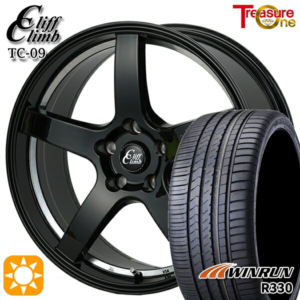 【取付対象】215/40R18 89W XL ウィンラン R330 トレジャーワン クリフクライム TC09 ブラックアンダーカットポリッシュ 18インチ 7.0J 5H100 サマータイヤホイールセット