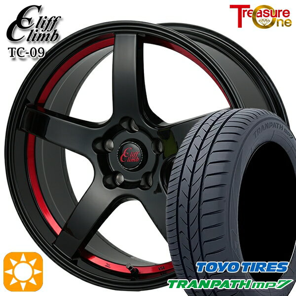【取付対象】215/55R17 94V トーヨー トランパス mp7 トレジャーワン クリフクライム TC09 ブラックレッドアンダーカット 17インチ 7.0J 5H114.3 サマータイヤホイールセット