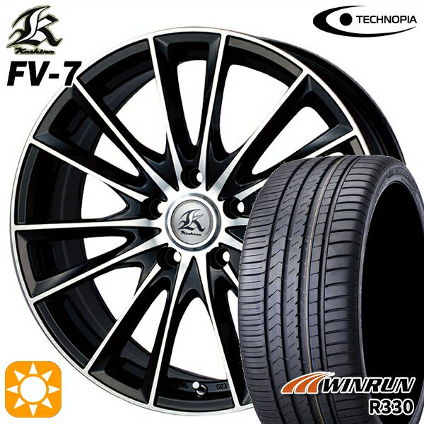 【取付対象】アイシス ノア/ヴォクシー 215/45R17 91W XL ウィンラン R330 テクノピア カシーナ FV7 ブラックポリッシュ 17インチ 7.0J 5H114.3 サマータイヤホイールセット