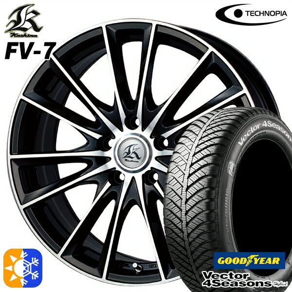 215/45R17 91H XL グッドイヤー ベクター フォーシーズンズ テクノピア カシーナ FV7 ブラックポリッシュ 17インチ 7.0J 5H114.3 オールシーズンタイヤホイールセット