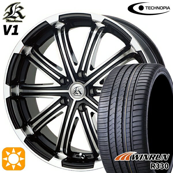 【取付対象】215/35R19 85W XL ウィンラン R330 テクノピア カシーナ V1 ブラックポリッシュ 19インチ 8.0J 5H114.3 サマータイヤホイールセット