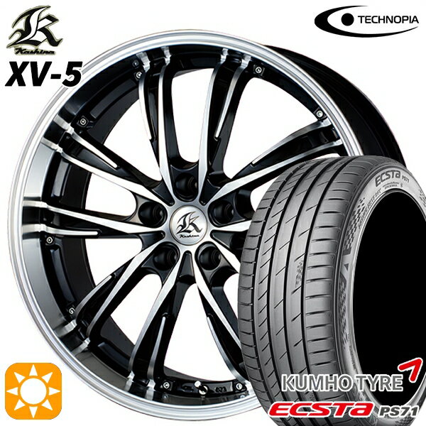 【取付対象】215/40R18 89W XL クムホ エクスタ PS71 テクノピア カシーナ XV5 ブラックポリッシュ 18インチ 7.0J 5H114.3 サマータイヤホイールセット