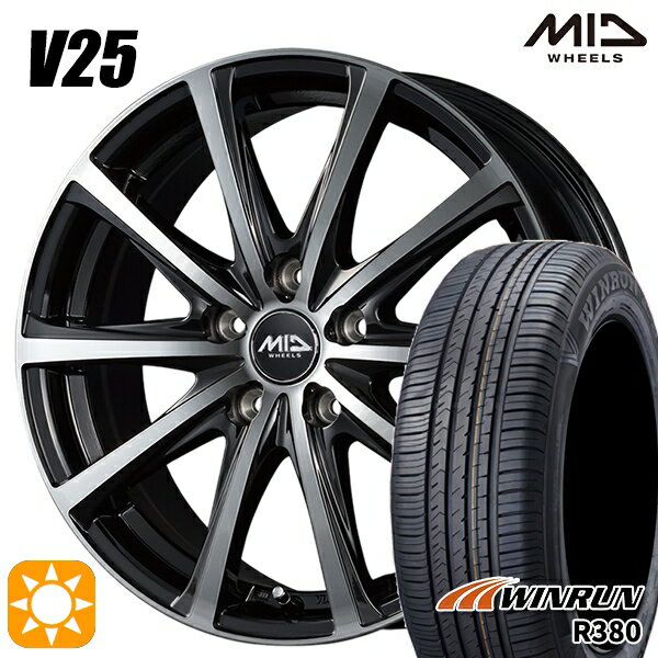 【取付対象】205/65R15 94V ウィンラン R380 MID ユーロスピード V25 ブラックポリッシュ 15インチ 6.0J 5H114.3 サマータイヤホイールセット